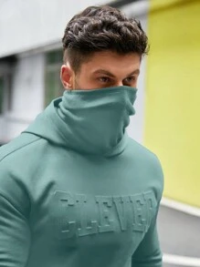 GENTILAND Men Casual Daily Loose Letter Embossed Hoodie, Autumn - Green - View 5