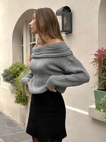 Pariaura Casual French Style Off-Shoulder Oversized Sweater, Suitable For Autumn And Winter
