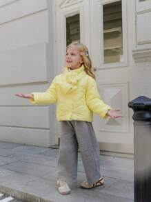 Young Girls Floral Jacket With Yellow Floral Scarf, Dark Pattern Print - Yellow - View 8