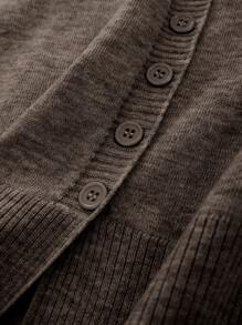 Nubod Plus Size Casual Daily Button Up Crew Neck Long Sleeve Cardigan, Autumn/Winter Fall Cloth For Women