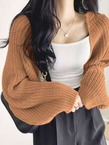 DAZY 1 chiếc áo len cardigan dài tay màu trơn thường ngày cho nữ, mùa thu/đông - Màu Cam san hô - Xem 4