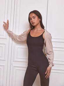 Musera Sport Knitted Bolero Top ,Padel, Tennis, Pickleball Gym - Brown - View 1