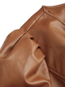 Franclia Plus Size Solid Color Collar Jacket, Casual Everyday, For Winter Fall Cloth For Women Autumn - Brown - View 7