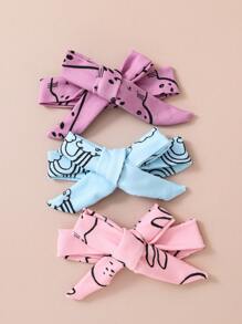 Ensemble de 3 pièces : Combinaison et bandeau minimaliste avec imprimé lapin pour bébé fille, coupe ajustée, pour un porter casual - Multicolore - Voir 5