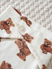 Cozy Pixies Ensemble de 5 pièces pour bébé fille: Bonnet en maille avec oreilles 3D d'ours de bande dessinée doux, bodies, bavoir, convient pour le printemps/automne, intérieur, extérieur, décontracté, fête du premier mois et autres occasions