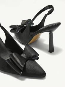 CUCCOO CHICEST Women's Burgundy Butterfly Decor Back Strap High Heel Pumps New Year Holiday Valentines - Black - View 3