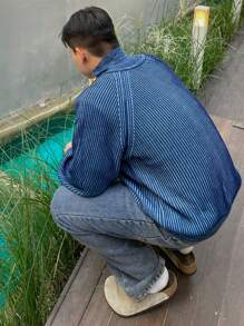 DAZY Men Plain Front Button Pocket Simple Casual Jeans, Autumn