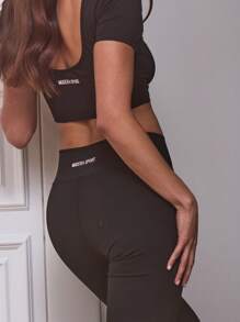 Musera Sport 女士运动裤，适用于板式网球、网球、匹克球和健身房健身 - 黑色 - 查看 4