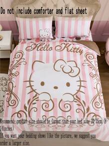 HELLO KITTY AND FRIENDS | SHEIN 卡通条纹印花床上用品套件 - 彩色 - 查看 2