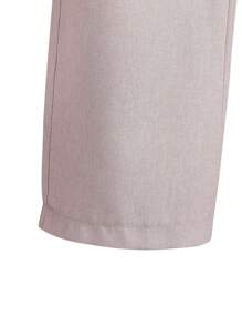 2pcs Teens/Youth Plain Front Button Up Long Sleeve Top With Pocket & Long Pants, Gentlemanly Outfit - Beige - View 5