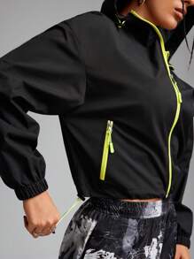 Innovista Damen Loose Fit Farbblockjacke mit Reißverschluss und wasserabweisenden Stoff, Reißverschlussjacke für Damen, Herbstoutfit für Damen, Damenjacken, Y2K Jacken, Party, Outdoor Jacke, Laufen, Schwarze Jacke, Outdoor Camping, Herbst-Winter-Outfit für Damen, Winterjacke für Damen, Damenjacke