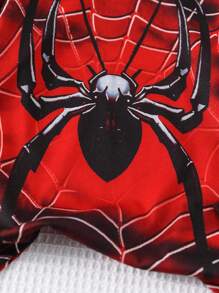 Baby Boys Casual Simple Spider Texture Round Neck Long Sleeve T-Shirt, Suitable For Autumn - Red - View 4