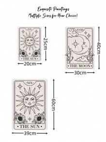 2pcs/Set Chemical Fiber Unframed Painting, Modernist Sun & Moon Pattern Wall Art Painting For Home Wall Decor