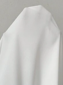 SHEIN Privé 女式撞色蝴蝶结泡泡袖衬衫 - 黑與白 - 查看 7