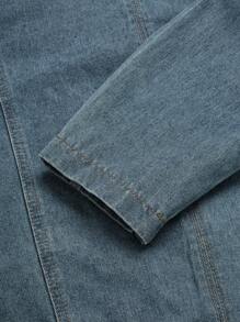 Manfinity Homme Herren Lässig Jacke mit Knöpfen vorne und Taschen, einfacher Urban Basic Denim Jacke, Dunkelblau, Herbst