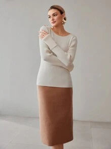 MOTF PREMIUM Jersey de ajuste ceñido con detalles de botones dorados de lana sólida