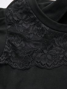 SHEIN LUNE Plus Size Women Jednolity Kolor Okrągły Dekolt Długi Rękaw Casual T-shirt, Jesień