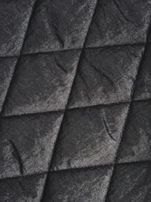 SHEIN EZwear Abrigo casual acolchado con cierre de cremallera y bolsillos para mujer talla grande, color negro y manga larga, para invierno