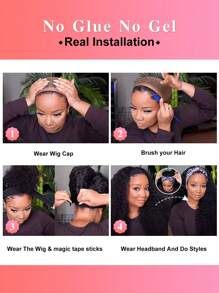 Body Wave Headband Wig Human Hair Wigs With Head Band  Affordable Hair Replacement Headbands Wig Ready Wear To Go Daily Use Natural Black Color - Natural Black - View 6