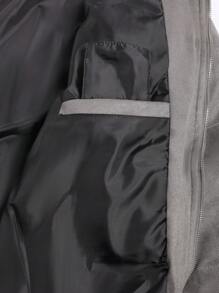 Manfinity Running Boyfriend Style Men's Casual Everyday Zip Up Stand Collar Loose Fit Padded Coat, Heated Jacket Men's Puffer Jacket Warm Jacket Heated Jacket Men Puffer Men Coats Puffer Jacket - Grey - View 4