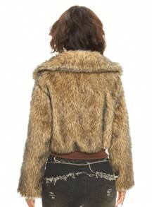 ROMWE Grunge Punk 女式 Y2K 复古千禧性感火辣女孩短款蓬松夹克 - 彩色 - 查看 5