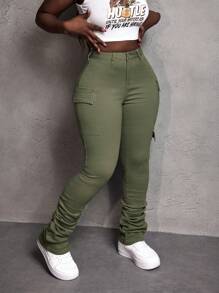 SHEIN Slayr Women's Solid Color Skinny Pocket Casual Everyday Jeans
