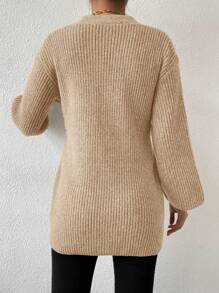 SHEIN Clasi Women's Solid Color Drop Shoulder Long Sleeve Loose Cardigan, Casual Style, Autumn/Winter