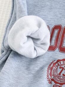 Cozy Pixies Felpa con cappuccio casual e versatile per bambini maschi, con grafica a lettera raglan