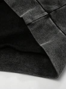 ROMWE MEN Street Life Sudadera con capucha desgastada con ácido y moteada para hombre, estilo de calle retro