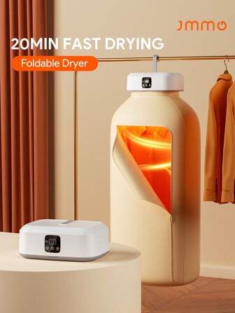JMMO 便携式干衣机迷你干衣机带遥控器，便携式干衣袋，遥控电动干衣机，3D循环烘干，恒温烘干，柔软保护衣物，1~8小时智能定时，20分钟快速烘干，双速调节适合多种面料，除臭除螨，适用于旅行、房车、家居、公寓、宿舍 - 美国插头 度假露营 度假必需品 度假配件，露营用品