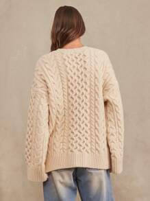 WESTFADE Cable-Knit Oversized Sweater - Cream - View 6