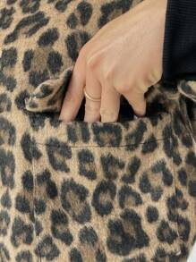 SHEIN LUNE Áo khoác túi vá màu trơn cài nút phía trước, mặc thường ngày - Màu Khaki - Xem 6