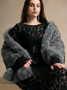 Anewsta Poncho de mujer talla grande, elegante y de alta gama