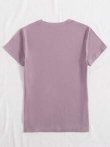 INAWLY Áo thun cổ tròn tay ngắn in hình bầu trời đầy màu sắc hình cây cọ hoàng hôn cho nữ - Màu tím - Xem 2