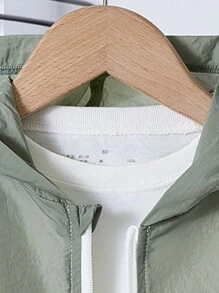 SHEIN Young Boy Casual Soft Comfortable Color Block Hooded Jacket For Spring And Autumn
