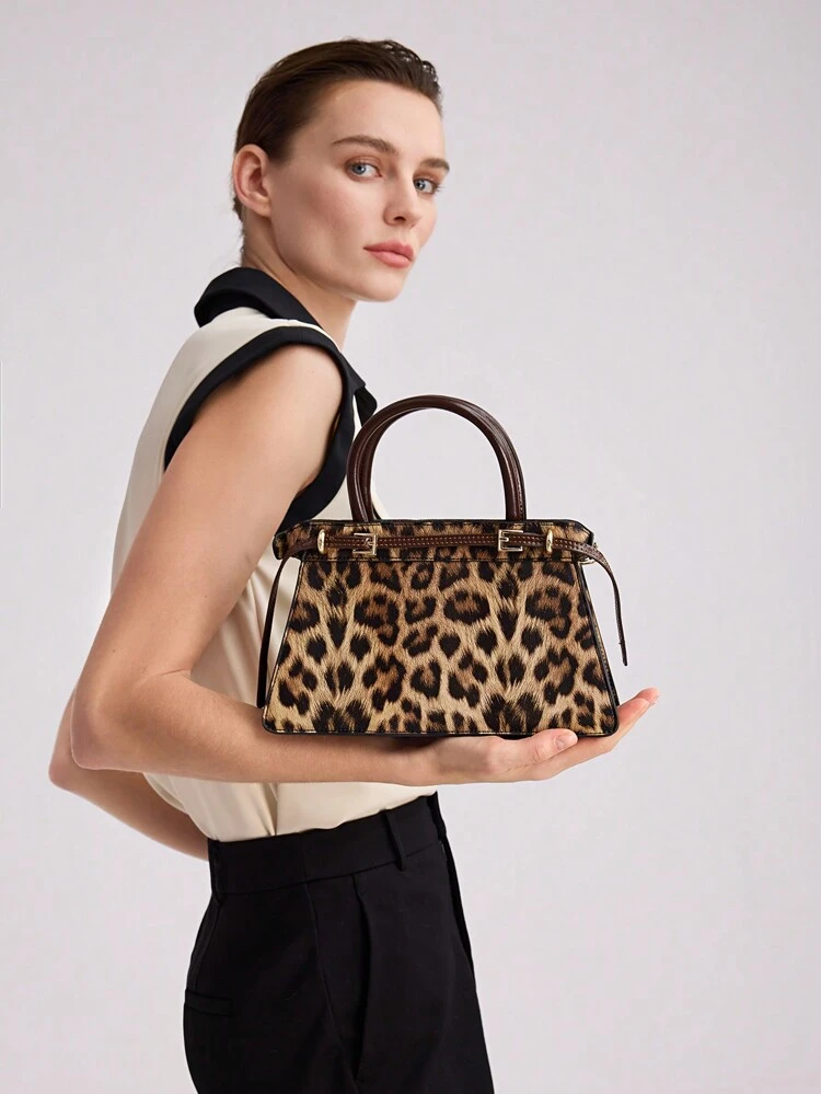 LEOPARD PRINT BUCKLE TOP HANDLE BAG, CHEETAH PRINT BAG FOR WOMEN, LEOPARD COMEBACK, NEW FALL WINTER LEOPARD PRINT BAG FOR WOMEN , LEOPARD CHEETAH PRINT