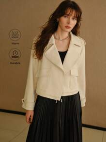 MOTF STUDIO 仿麂皮翻领插肩袖翻盖口袋夹克