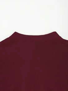 Manfinity Homme Men's Solid Color Patchwork Button Up Long Sleeve Casual Shirt - Burgundy - View 3