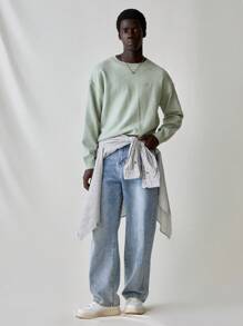 Manfinity VCAY Men's Fashionable Slim Fit Casual Knitted Long Sleeve Sweater, For Fall Winter - Green - View 4