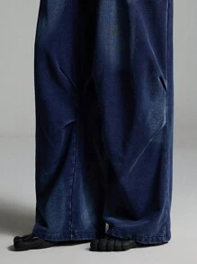 NEON BLANC Men's Casual Loose Denim Effect Washed Wide-Leg Sweatpants