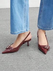 CUCCOO BIZCHIC 女士尖头高跟鞋、优雅穆勒凉鞋、朋克风格新年假期 - 復古紅色 - 查看 1