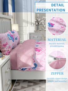 Disney 2/3pcs Stitch Duvet Cover Set, Disney Bedding, Cozy And Anti-Pilling Bedding Set, Soft And Breathable, Cartoon Style Comforter Cover Set, Fits For Twin Full King Queen All Size Beds, Suitable For All Seasons, Machine Washable, Valentine's Day Bedding, Stitch Home Textile, Gifts, Stitch Stuff, Stitch Room Decoration, Quilt Core Not Included