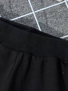 SHEIN Bộ 2 áo hoodie tay dài cổ tròn in chữ cho bé trai và quần bo thun thường ngày, mùa thu - Nhiều màu - Xem 6