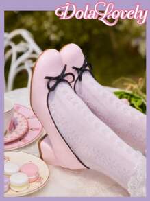 Dola Lovely Zapatos de tacón alto para mujer con puntera redonda, escote bajo, lazo y correa trasera, plataforma, ideal para Navidad, otoño, Año Nuevo, San Valentín