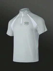 Manfinity Sport Corelite Boyfriend Style Men's Solid Color Zipper Front Short Sleeve Top And Shorts Casual Sports Suit Set