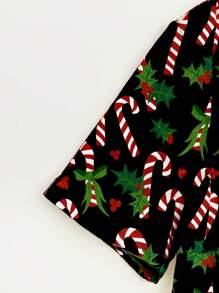 SHEIN LUNE 艺术家休闲简约圣诞圆领短袖宽松女士 T 恤，夏季