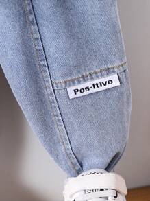 2pcs/Set Baby Boys Autumn Denim Patchwork Jacket & Long Sleeve Pants 2 Pieces Outfits, Stylish