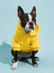 PETSIN 1pc Pet Thermal Lined Warm Hoodie For Cats & Dogs, Yellow