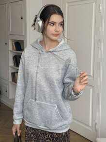 INAWLY Women's Leopard & Pentagram Print Hoodie Sweatshirt,Long Sleeve Tops - Light Grey - View 6