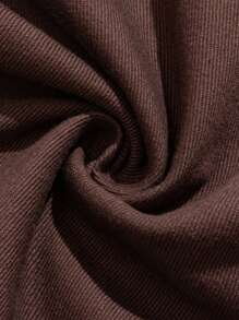 SHEIN 青少年男孩时尚休闲深咖啡色宽松工装口袋设计男孩牛仔裤，适合日常穿着和秋装 - 咖啡棕 - 查看 3